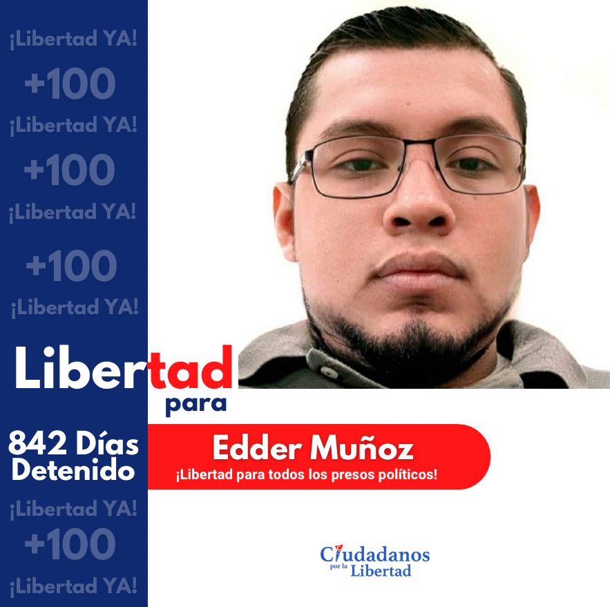 Desde Ciudadanos por la Libertad (CxL) demandamos la inmediata liberación de Edder Muñoz, detenido injustamente por atreverse a soñar con una Nicaragua en libertad.

#SinCausaJusta