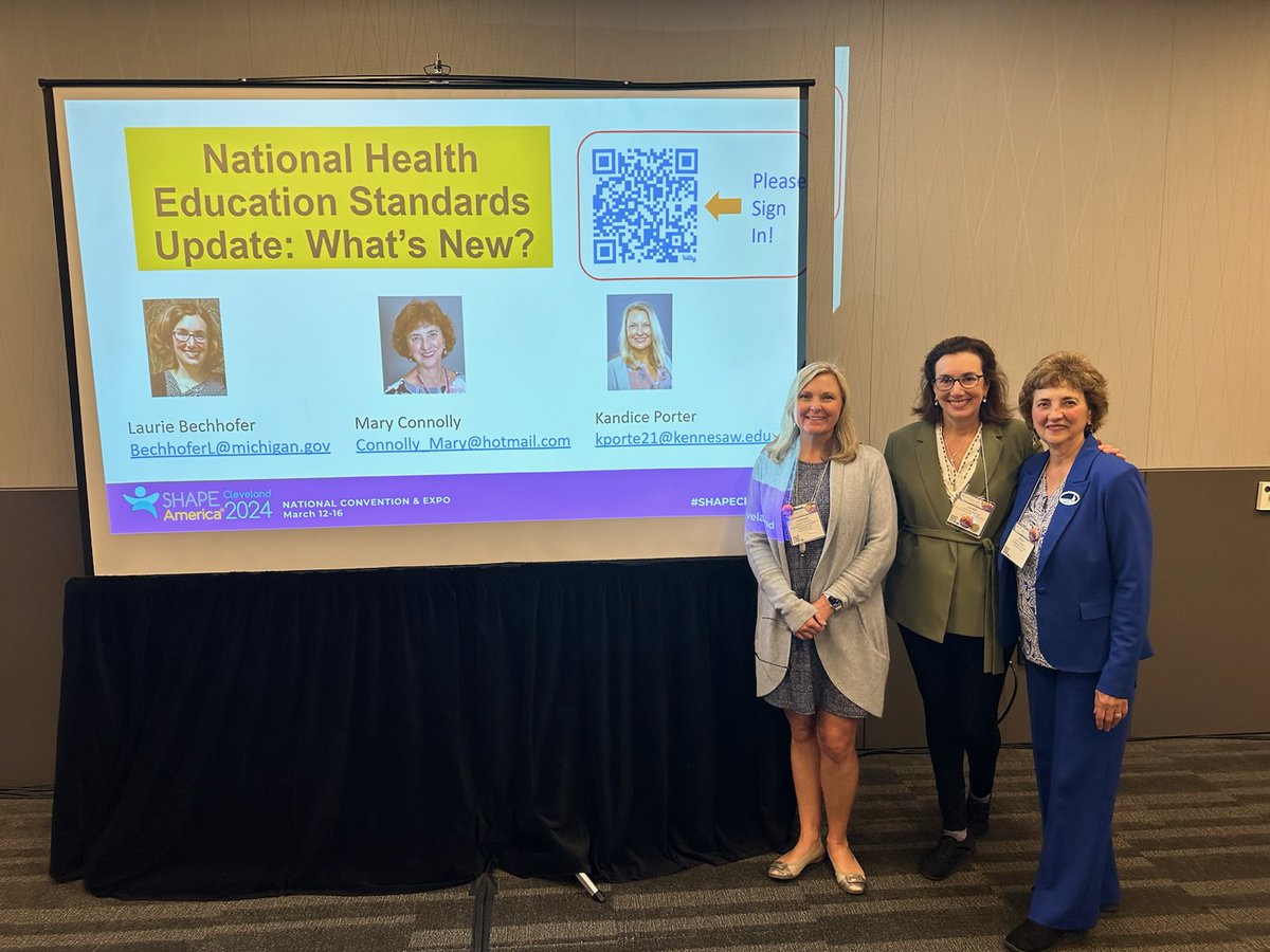 Excellent session explaining the new NHES to colleagues at the SHAPE America Cleveland national conference. Kandace Porter, Laurie Bechhofer, and I, Mary Connolly