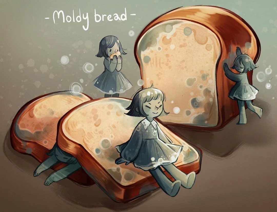 A sad fate for the loaf, but the mold children are quite thrilled