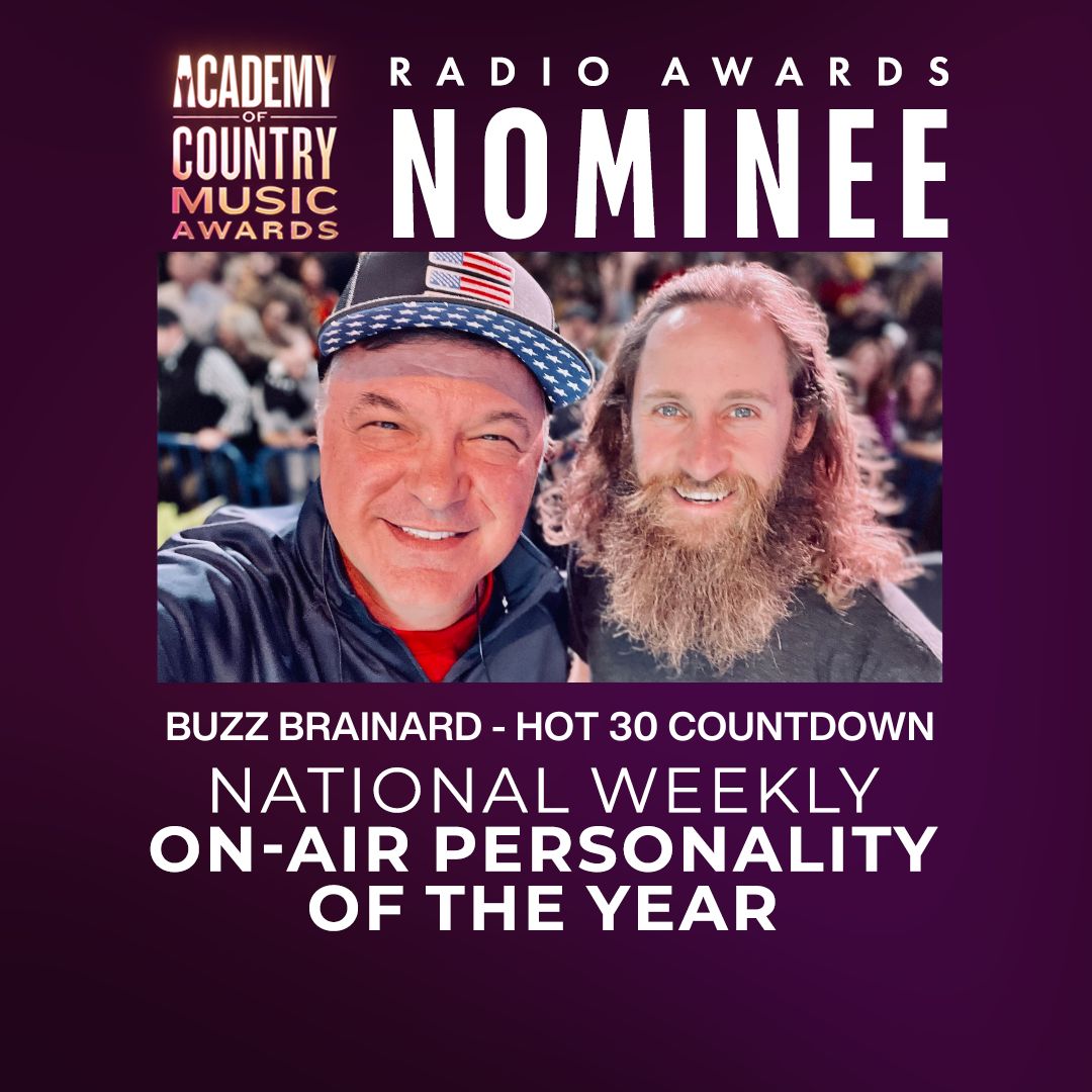 Can we get a round of applause for nominees for the @ACMawards! 👏👏👏@ANIAHAMMAR is nominated for National Daily Personality for her show in the evenings. @buzzbrainard is nominated for National Weekly Personality for the Hot 30 Countdown. Excuse us while we celebrate! 🎉