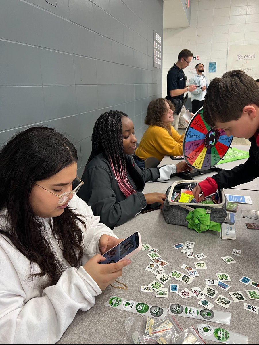 Day 1 of  spreading The Bandana Project message to the middle schools. A CAPS intern created a video to share with all 8th graders- and today we visited West Middle School to answer questions &amp; spread mental health awareness 💚 <a href="/ShakopeeCAPS/">Shakopee CAPS</a> <a href="/TheBandanaProj/">The Green Bandana Project</a> <a href="/SHSAcademies/">Shakopee High School</a>
