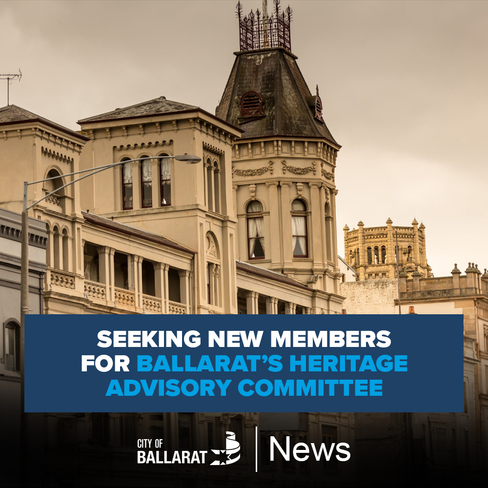 🏛️ The City of Ballarat are seeking four new community members to advocate for heritage matters across our municipality and help sustain Ballarat's rich heritage! For more information, visit the link below 👇 bit.ly/4cg3vf2