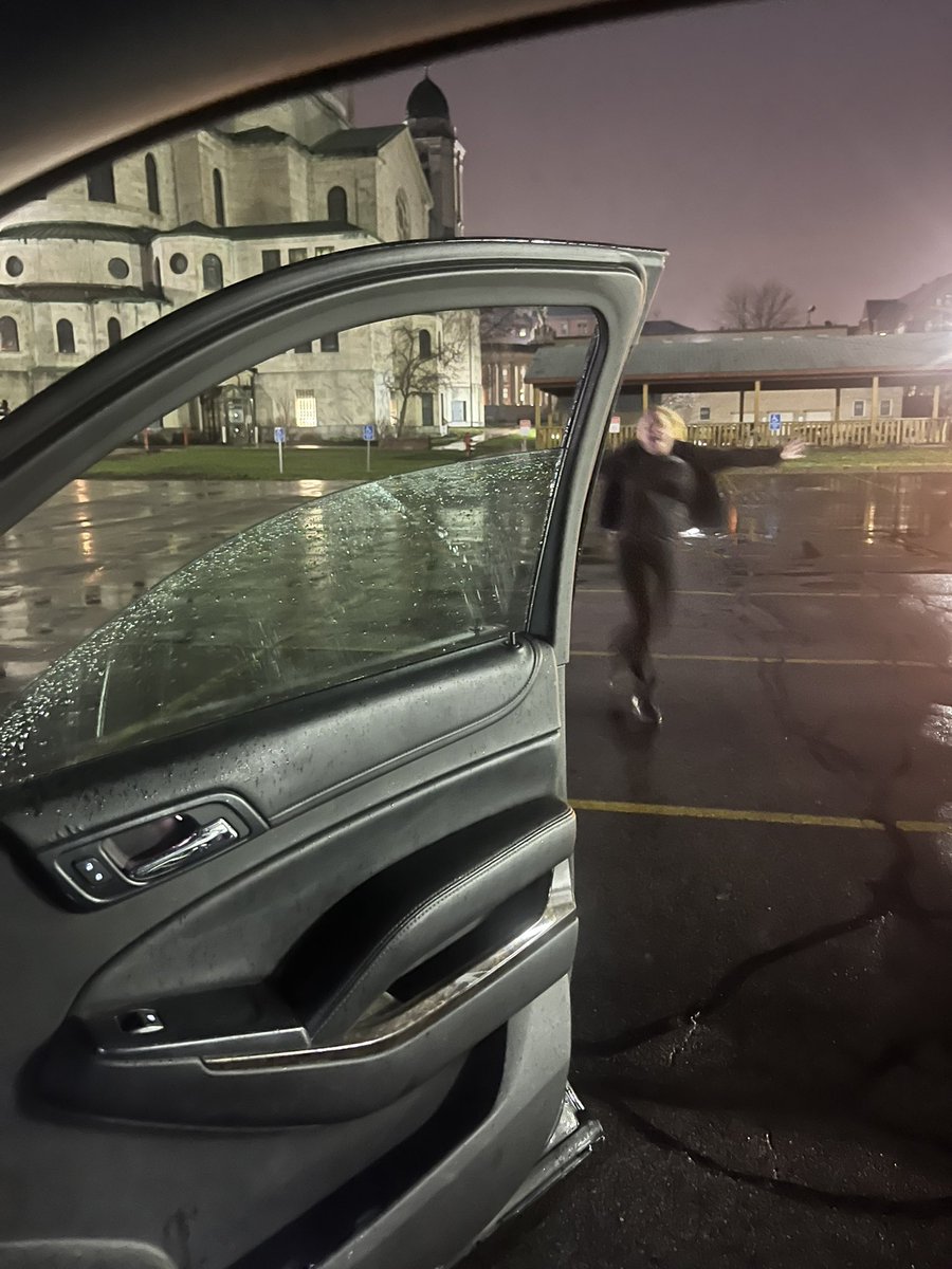I am legitimately running around the empty Bascillica parking lot after praying for the #Bonnies