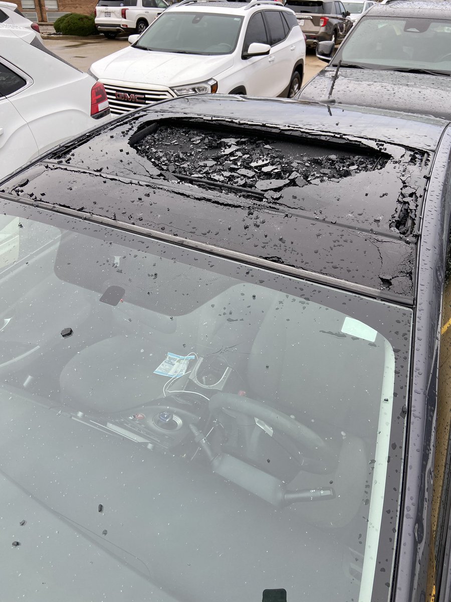 Our staff was amazing keeping students calm as we ended our day in a tornado warning with golf ball sized hail falling outside. Although dismissal was an hour late, all students and staff were safe. The same could not be said for our vehicles though.