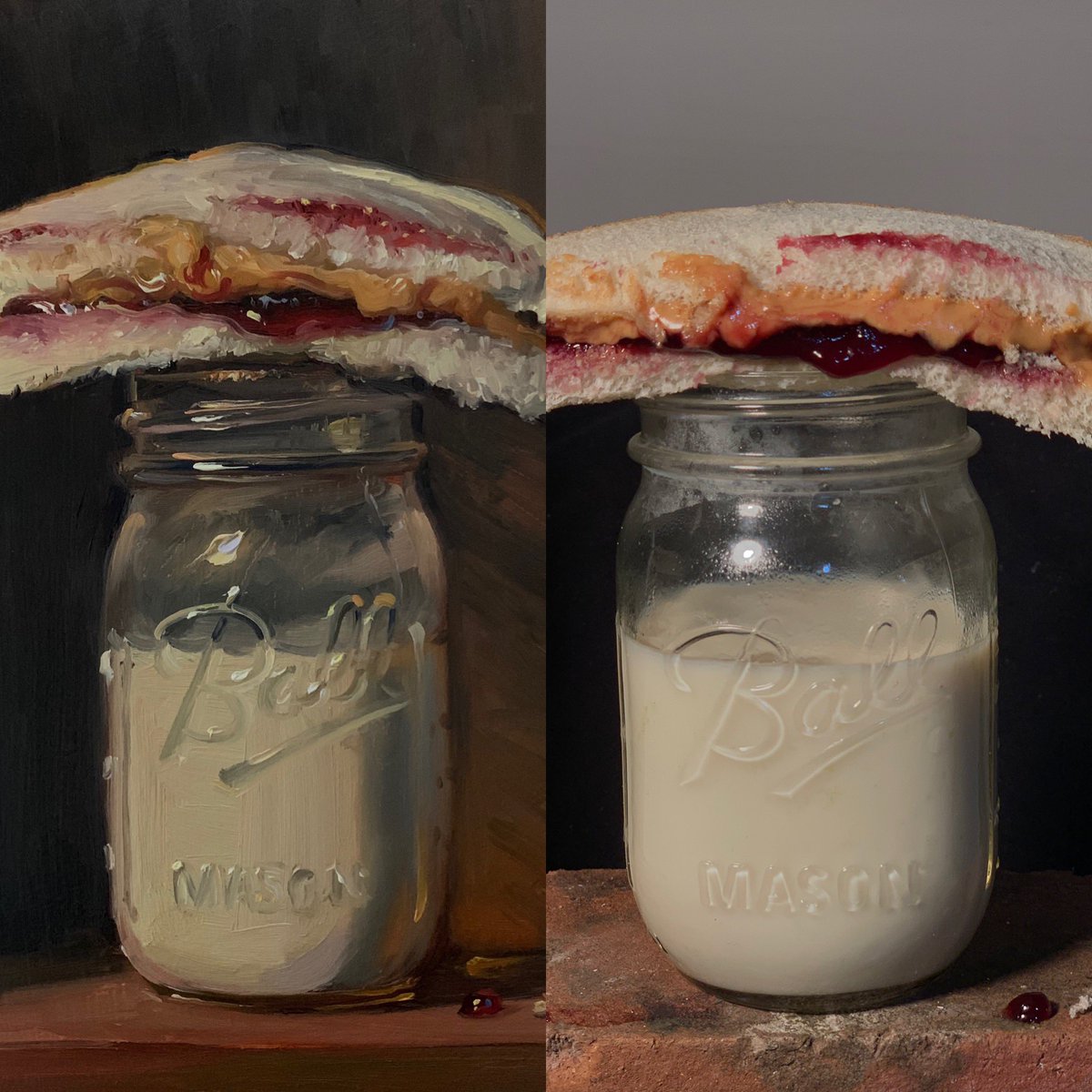 My oil painting of a PBJ and the model