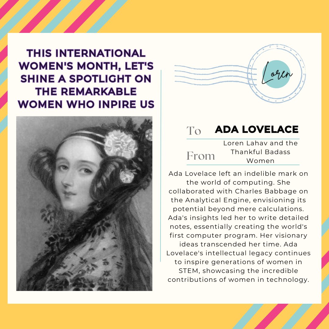 🎉 Celebrating Ada Lovelace: A pioneer in computing, her brilliance and innovation paved the way for modern technology. As the world's first computer programmer, she defied norms and reshaped history. Let's honor her legacy and continue to push boundaries in STEM! 💻🌟