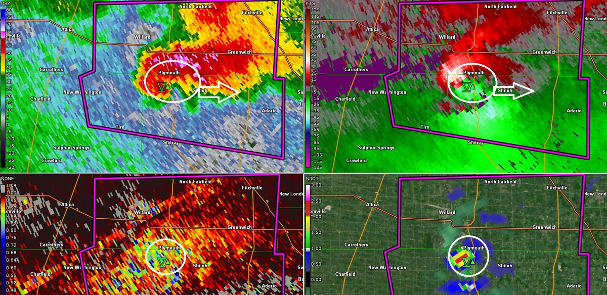 ⚠️Strong and damaging Tornado LIKELY near Plymouth Ohio at this time.....  FOLKs in Shiloh need to take cover NOW...About to cross State Highway 61 now!⚠️
#OHwx #NWS #Cleveland #Tornado #Weather #TAKECOVER