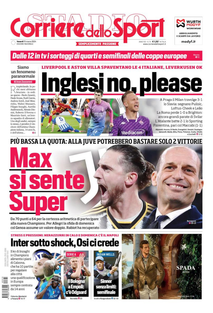 footballitalia's tweet photo. Friday's Italian #Calcio headlines in English https://t.co/Shxh60t1Ep #ACMilan #ASRoma #Atalanta #Fiorentina #Juventus #FCIM #Lazio #Napoli #SerieA #SerieATIM #SlaviaMilan #BrightonRoma #BHAROM #BHAFC #AtalantaSporting #ATASCP #FiorentinaMaccabiHaifa #UEL #UECL https://t.co/vs1osceELf