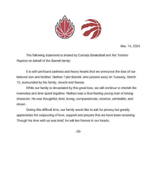 Condolences to the Barrett Family.

🙏🏻
#BiggerThanBasketball