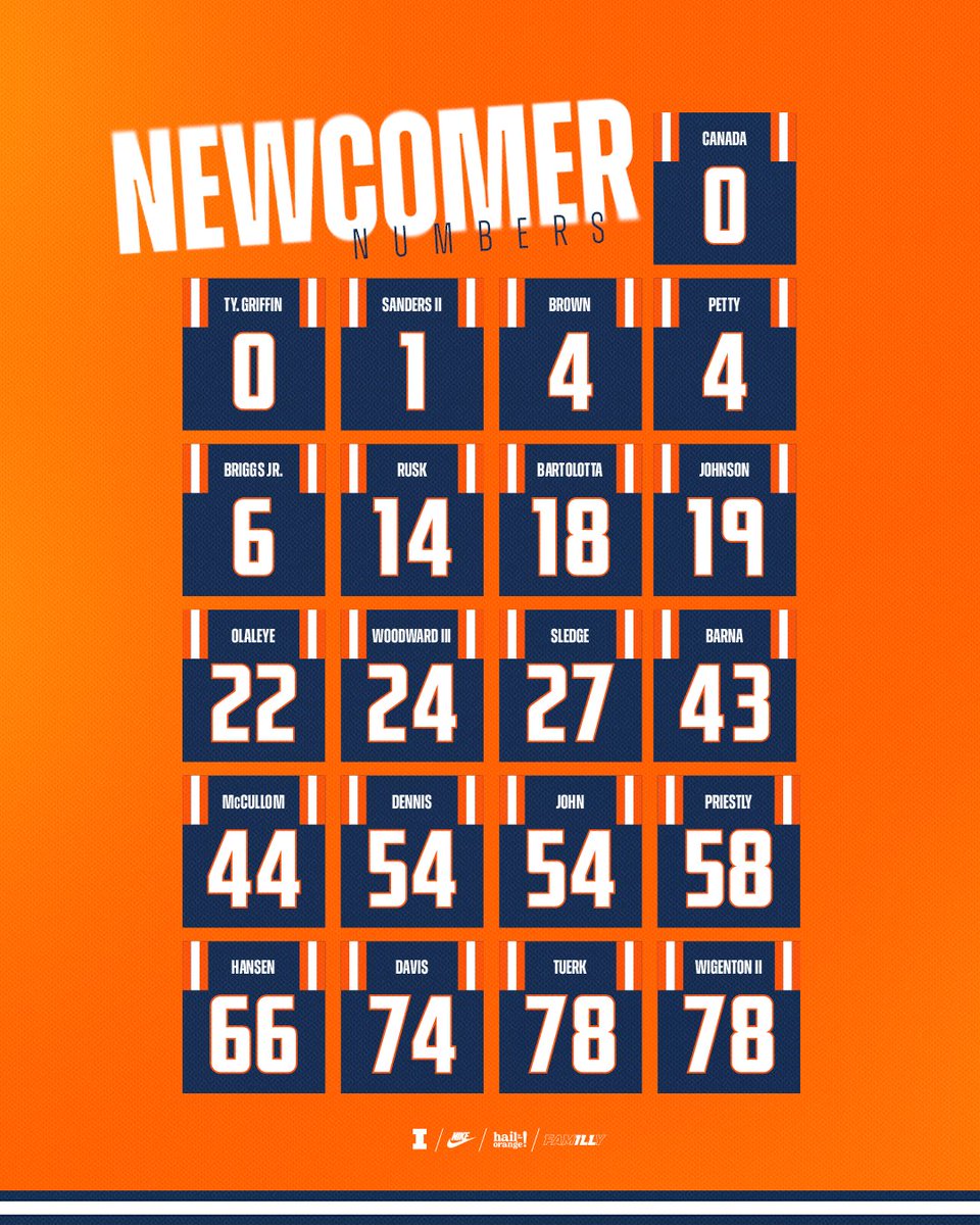New faces, new numbers. #Illini // #HTTO // #famILLy