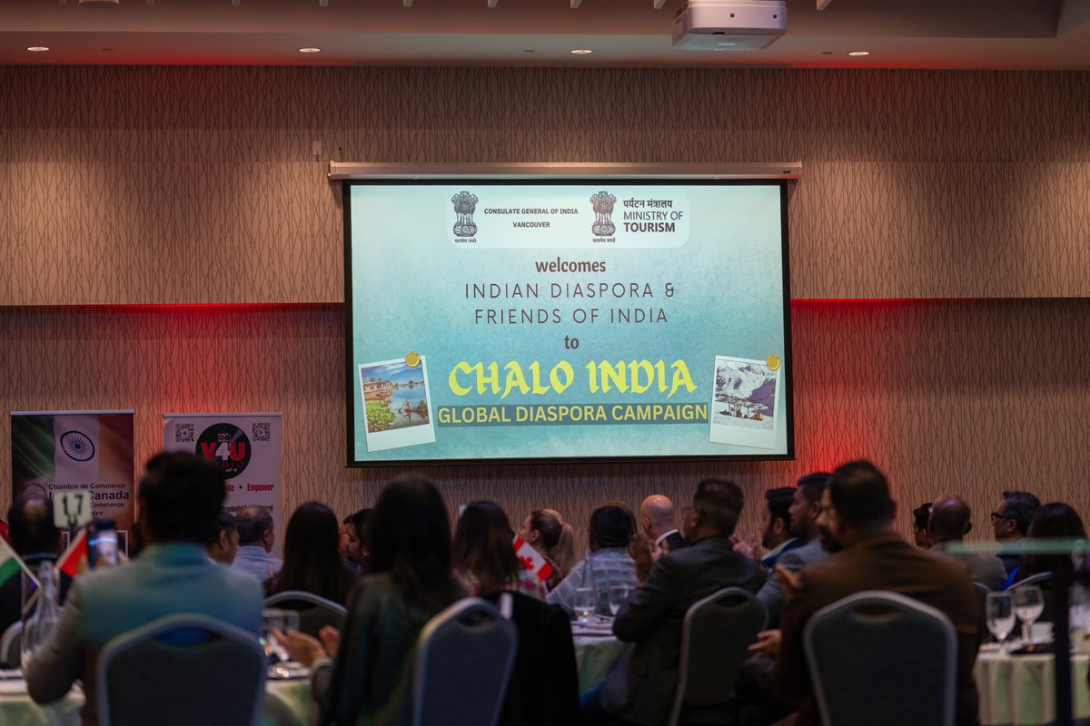 cgivancouver's tweet photo. In an event organized by @IndoCanadaCC, Alberta Chapter in #Edmonton, CG @ManishGIfs informed about #ChaloIndiaGlobalCampaign launched by #PMNarendraModi &amp; invited the Indian diaspora &amp; friends of 🇮🇳 to become #incredibleindiaAmbassador &amp; invite 5 foreign friends to #visitIndia https://t.co/TCOGFhmwT8