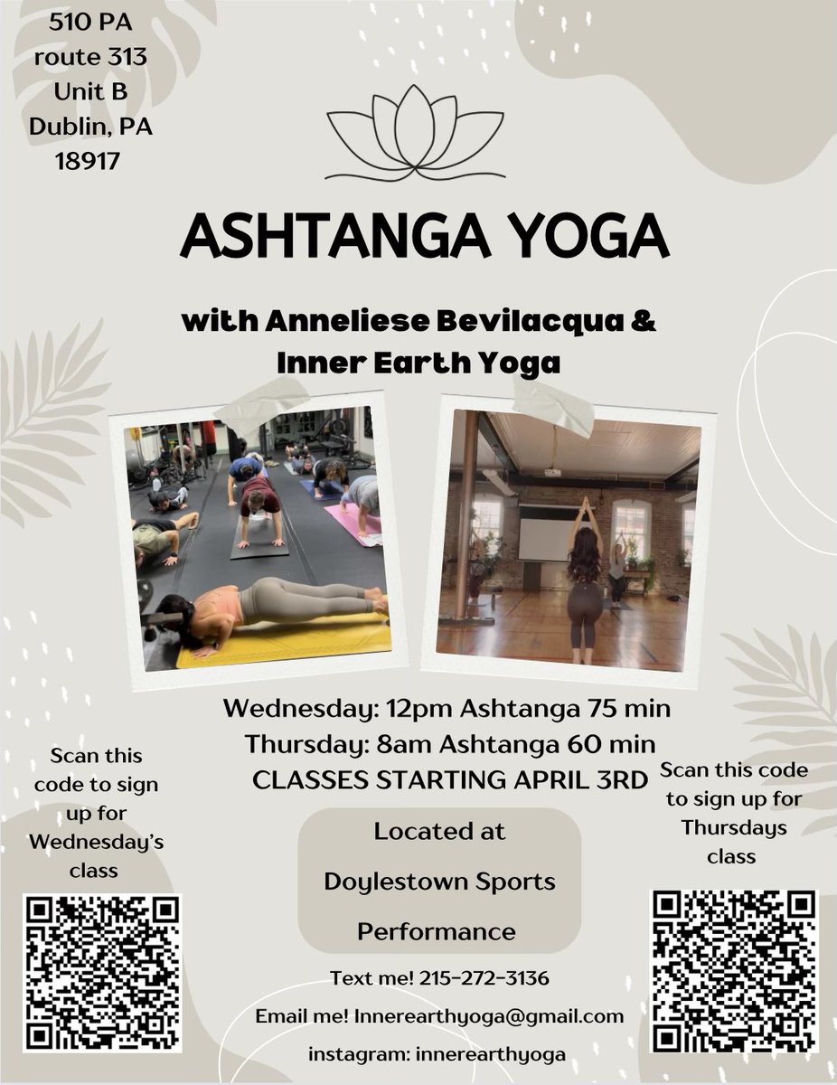 Big announcement: DSP is now offering Yoga classes through Inner Earth Yoga.  Book through our <a href="/weareglofox/">ABC Glofox</a> scheduling app. #yoga #ashtangayoga #dublinpa #buckscounty #doylestown #perkasie #sellersville