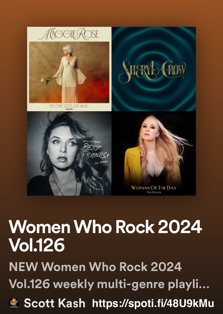 NEW #WomenWhoRock playlist with new releases by
@IssySutcliffex
@havenmadsings
@oandoduo
@TheRickiLee 
@Angelapowis
@missBernstein
@fiamoonmusic
@RickandSarah
@MarisaMcKaye
+MORE

#Spotify
spoti.fi/48U9kMu

#NewMusic2024 #MultiGenre @rt_tsb