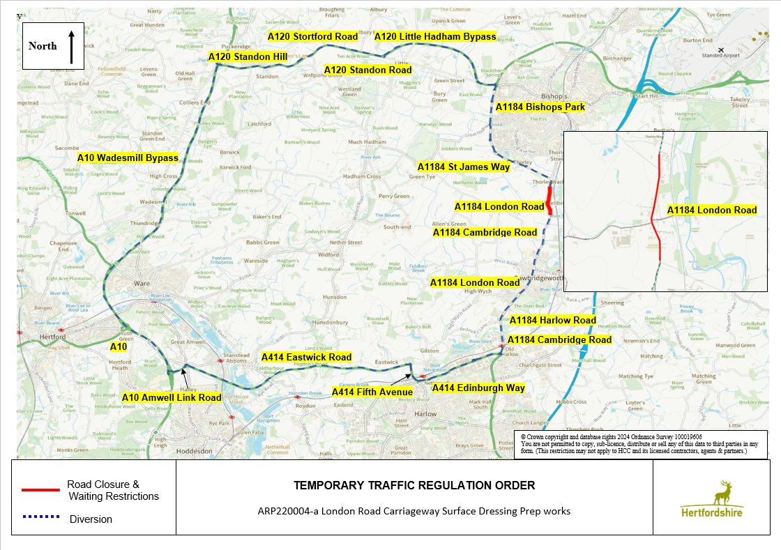 johnwyllie's tweet image. Advance Notification of Road Closure - A1184 London Road, #Spellbrook #Thorley #Bishopsstortford
If the Order is made, it shall come into force on 18/4/24 for a period of up to 18 months. However, the restrictions specified shall only take effect at the times indicated by signs.