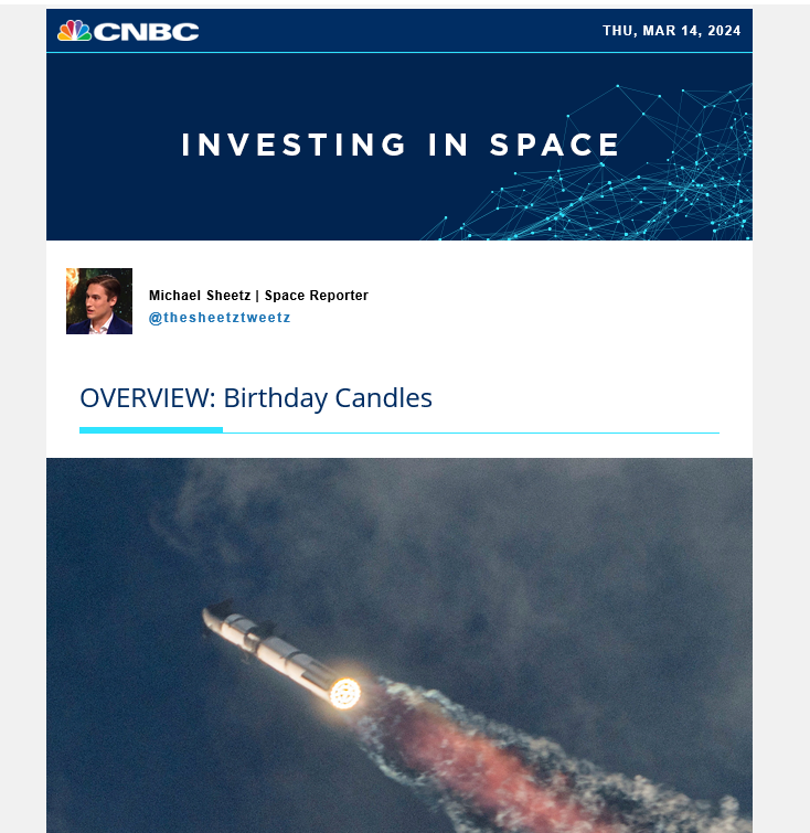 A special edition of CNBC's 'Investing in Space' newsletter is hitting your inboxes now, with thoughts from @Lori_Garver on today's Starship flight: 'We’re definitely over the hump of: 'Well, this isn’t going to work.''