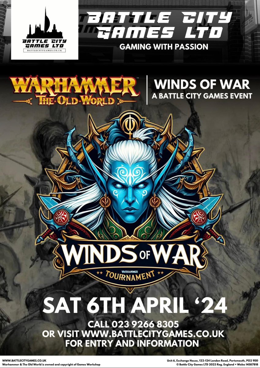 The Winds of War Returns!!- Warhammer The Old World Event 
Attention, warriors of the Old World! Battle City Games proudly presents "The Winds of War" – an epic Warhammer event where legends are born and destinies are forged!
#warhammer #theoldworld #battlecitygames #BCG #hobby