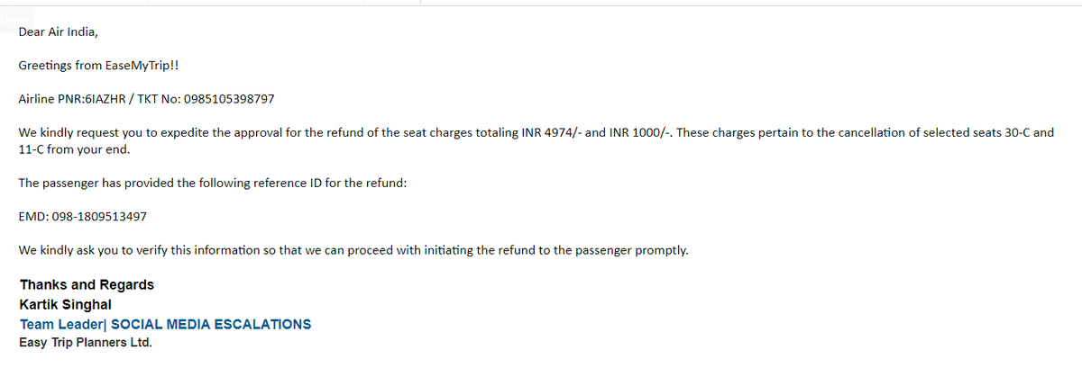 Kash (@kash97152609) on Twitter photo <a href="/airindia/">Air India</a> An extremely unprofessional airline who stops responding to customer queries after their lies are exposed. They kept saying that they have refunded the money to travel agency however travel agency have proof about their lies!! <a href="/JM_Scindia/">Jyotiraditya M. Scindia</a> <a href="/RNTata2000/">Ratan N. Tata</a> <a href="/airindia/">Air India</a> An extremely unprofessional airline who stops responding to customer queries after their lies are exposed. They kept saying that they have refunded the money to travel agency however travel agency have proof about their lies!! <a href="/JM_Scindia/">Jyotiraditya M. Scindia</a> <a href="/RNTata2000/">Ratan N. Tata</a>