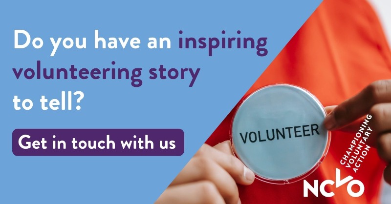 NCVO's tweet photo. We’re gathering inspiring volunteering stories from organisations, volunteers and service users to share throughout #VolunteersWeek.

If you have a story to tell and would be happy to film a short video, get in touch with us today: https://t.co/jNqI9EKA6P