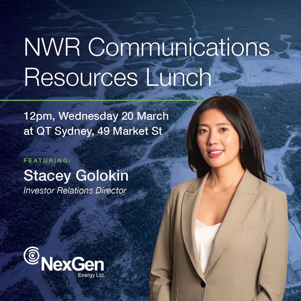Join Stacey Golokin, Investor Relations Director at NexGen Energy, at the NWR Communications Resources Lunch on March 20, 2023 in Sydney. Register to attend: tinyurl.com/2ywhvz4f TSX: #NXE | NYSE: #NXE | ASX: #NXG
