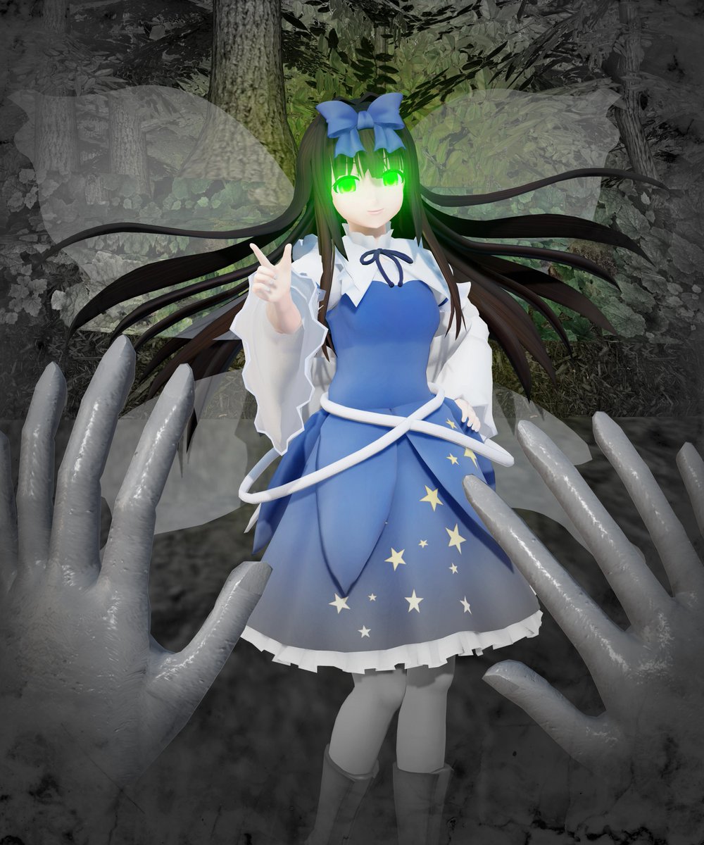 f6d35f4dc4b9's tweet photo. 薄暗い森の奥深くへ進んでいくと、君は蝶のような羽を持つ妖精に出会った。「あら、迷い人かしら？」妖精は得意げに笑う。妖精の瞳が緑色に輝くと、咄嗟に上げた両手が目の前で冷たい石に変わってゆく。「サニーとルナに自慢しましょう���」それが君が人間として聞いた最後の言葉だった。
GAME OVER https://t.co/NTDneEAOFs