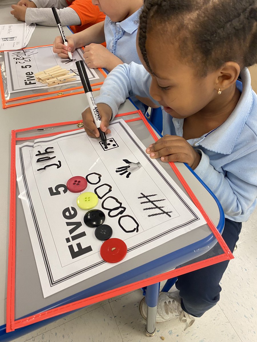 Show me five!  Tally it, count your fingers, write it, draw it!  Can you give this preschooler a high five please, she is working so hard and enjoying herself <a href="/Asbury_ParkSD/">Asbury Park Schools</a> <a href="/DrLaurenSchulze/">Lauren Schulze, Ed.D.</a> <a href="/Adamczyk_Rachel/">Rachel Adamczyk</a> <a href="/JessPetersPreK/">Jessica Peters</a>