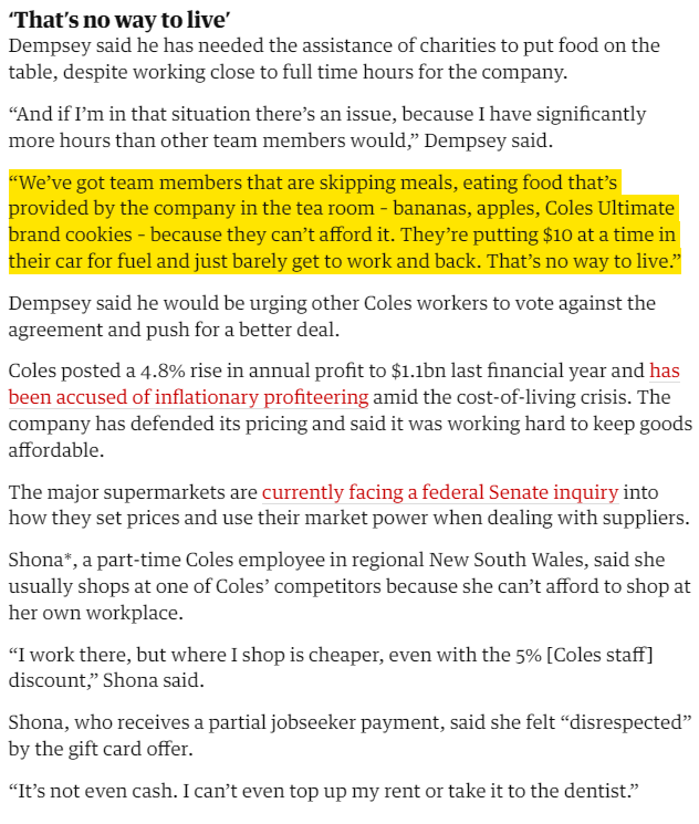 RAFFWU (@raffwu) on Twitter photo RAFFWU Member & <a href="/Coles/">Coles Supermarkets</a> worker Taylor sums it up. Meanwhile, SDA says its sellout deal was "endorsed by SDA members". Hundreds say they never endorsed it and weren't given a copy!
#VoteNoForABetterDeal #FightBackWithRAFFWU #LivingWageForAll #SuperStrike
theguardian.com/australia-news⦠RAFFWU Member & <a href="/Coles/">Coles Supermarkets</a> worker Taylor sums it up. Meanwhile, SDA says its sellout deal was "endorsed by SDA members". Hundreds say they never endorsed it and weren't given a copy!
#VoteNoForABetterDeal #FightBackWithRAFFWU #LivingWageForAll #SuperStrike
theguardian.com/australia-newsā¦