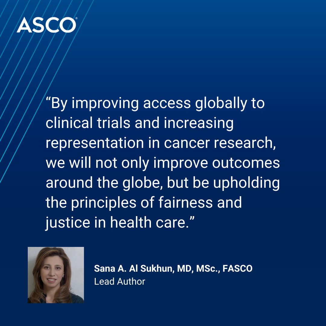 New policy statement promotes global equity in clinical trials & how it can be advanced by: 1️⃣ Diversifying trial representation 2️⃣ Increasing access to resources 3️⃣ Strengthening research capacity on a global scale More: brnw.ch/21wHSTm @JCOGO_ASCO #ASCOHealthEquity
