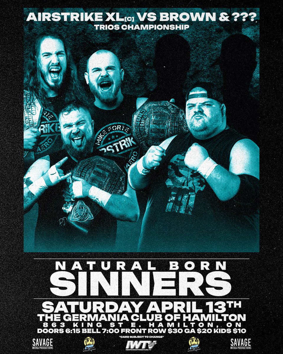 #ITSOFFICIAL #AirstrikeXL issued an Open Challenge for their Trios Championship for #NaturalBornSinners & @renownedbrown graciously accepted. Only there is one catch, We won’t know who his teammates will be until April 13th! Tickets On Sale Now via naturalbornsinners.eventbrite.com