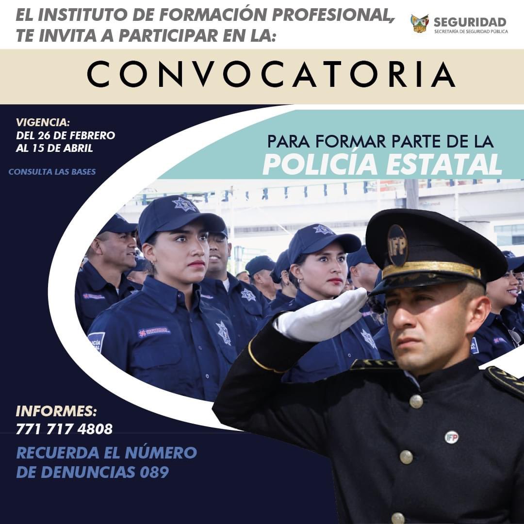 SSP_Hidalgo's tweet photo. 👮🏻‍♂️👮🏻La Secretaría de Seguridad Pública de #Hidalgo emite su convocatoria para participar en el proceso de reclutamiento para la Policía Estatal.

🔹Requisitos y detalles en: https://t.co/YqyAq1eZFj 

Recuerda, la seguridad es responsabilidad compartida, Denuncia anónima al 089☎️ https://t.co/WEFssYmqAl