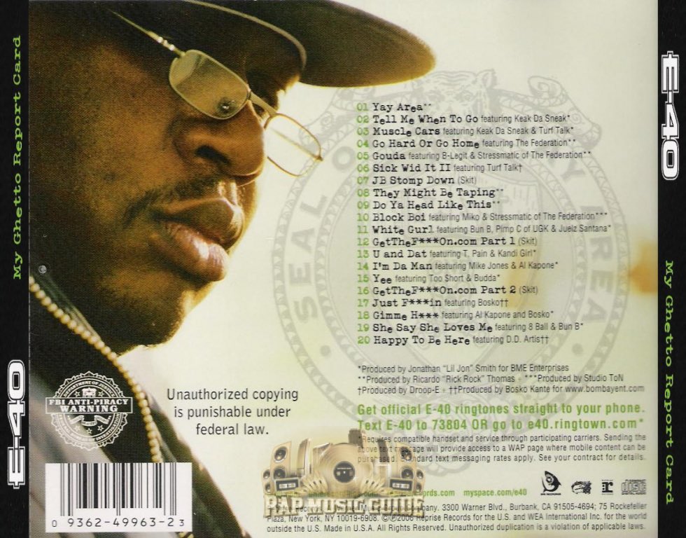 18 years ago today, @e40 blessed us with his 9th album “My Ghetto Report Card” From top to bottom, E-40 was on fire but especially on songs “Muscle Cars”, U And Dat”, “Gouda” and “White Gurl” helped this debut at number 3 eventually going Gold What’s the hardest beat to u? 🤔