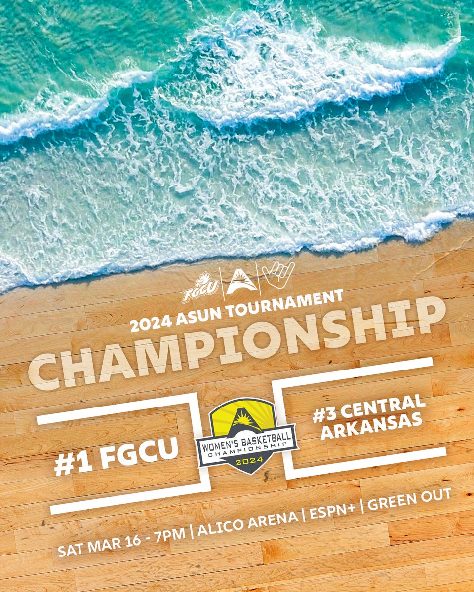 💚 GREEN OUT for the 2024 ASUN Tournament Championship Saturday March 16 at 7PM at Alico Arena! 🏆 Get your tickets NOW before they're gone❗ 🎟️ brnw.ch/21wHSU4 YOU DON'T WANT TO MISS THIS ONE! 🦅