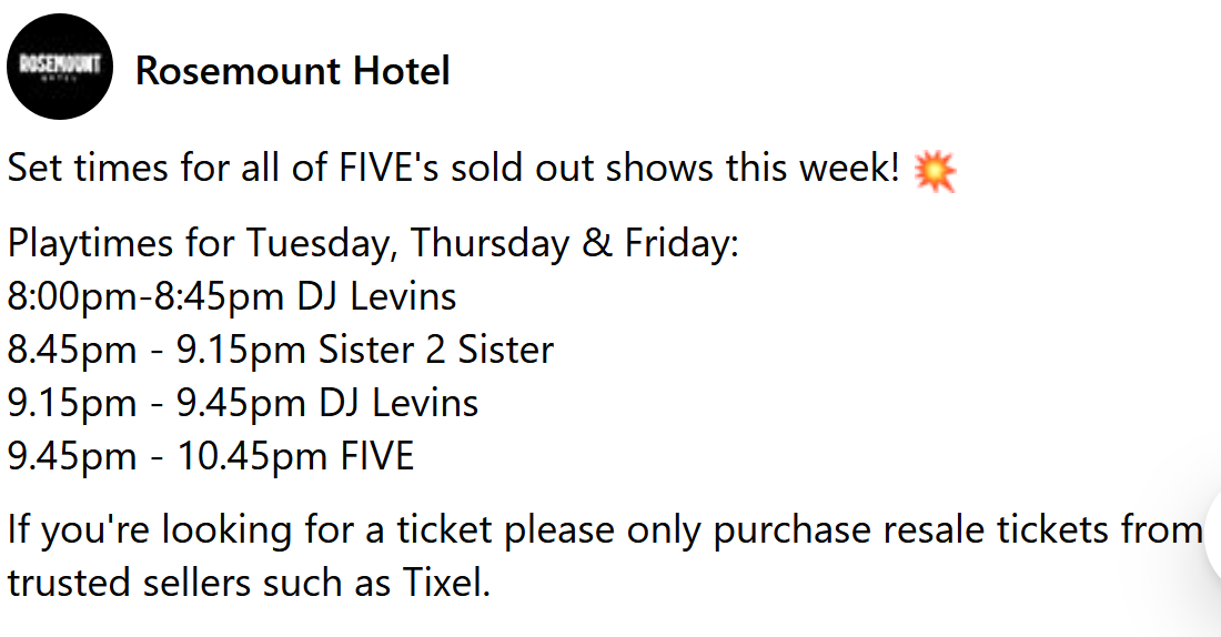 HoneyHaguli's tweet photo. 🇦🇺 #5ivers TONIGHT! 🇦🇺 
🥳 3rd Show! 🥳 &amp; Final
📆 Do NOT Miss @itsFiveOfficial Are BACK To Oz @RosemountHotel Venue in Perth, WA, Australia 📆
🖐🏼 SOLD OUT! 🖐🏼
🎟 Info: https://t.co/UQVnTCZ6Ck 🎟
#5ive #Five 
#FiveTime 
👨‍🎤 #ScottLaRock5 👨‍🎤 #SeanConlonMusic 👨‍🎤 #RitchieNeville 👨‍🎤 https://t.co/yoHnFThFei