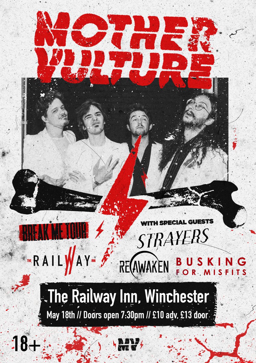 STRAYERS (@strayers666) on Twitter photo ‼️WINCHESTER‼️
Buzzing to announce we’re coming for a night of chaos, as main support for the absolutely wild <a href="/MotherVultureUK/">Mother Vulture</a>!
🗓 Saturday 18th May
📍 The <a href="/railwaylive/">The Railway Inn</a>, Winchester
🎟 strayers.co.uk
Amazing additional support from <a href="/ReawakenBand/">Reawaken</a>, and <a href="/BuskingFM/">Busking For Misfits</a>. ‼️WINCHESTER‼️
Buzzing to announce we’re coming for a night of chaos, as main support for the absolutely wild <a href="/MotherVultureUK/">Mother Vulture</a>!
🗓 Saturday 18th May
📍 The <a href="/railwaylive/">The Railway Inn</a>, Winchester
🎟 strayers.co.uk
Amazing additional support from <a href="/ReawakenBand/">Reawaken</a>, and <a href="/BuskingFM/">Busking For Misfits</a>.
