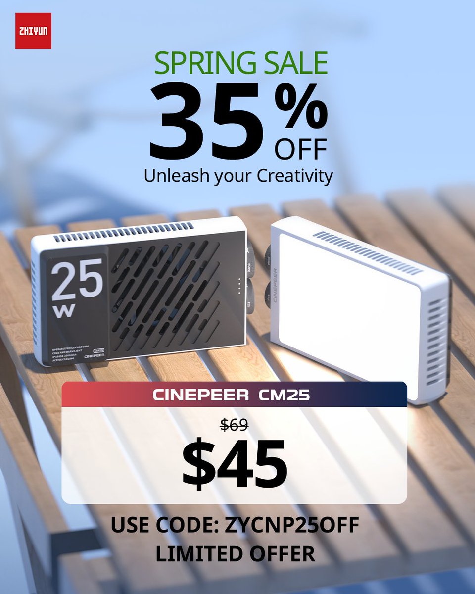 invader_moon's tweet photo. Huge sale on @ZhiyunTech new budget lights #zhiyun #coblights #Sale 25w battery powered BI Color pocket light #cinepeercm25
Starting at $69 with 35% off for $45
use code "ZYCNP25OFF"
https://t.co/f5lDgdnUK0 https://t.co/0WJdjEKT6A