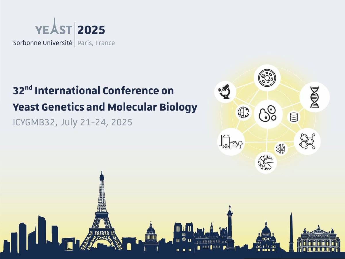 Yeast folks, after a fun #TAGC24 meeting with yeast sessions, more fun to come with the 32nd International Conference on Yeast Genetics and Molecular Biology. It will take place in Paris from July 21 to 24, 2025. Save the dates!