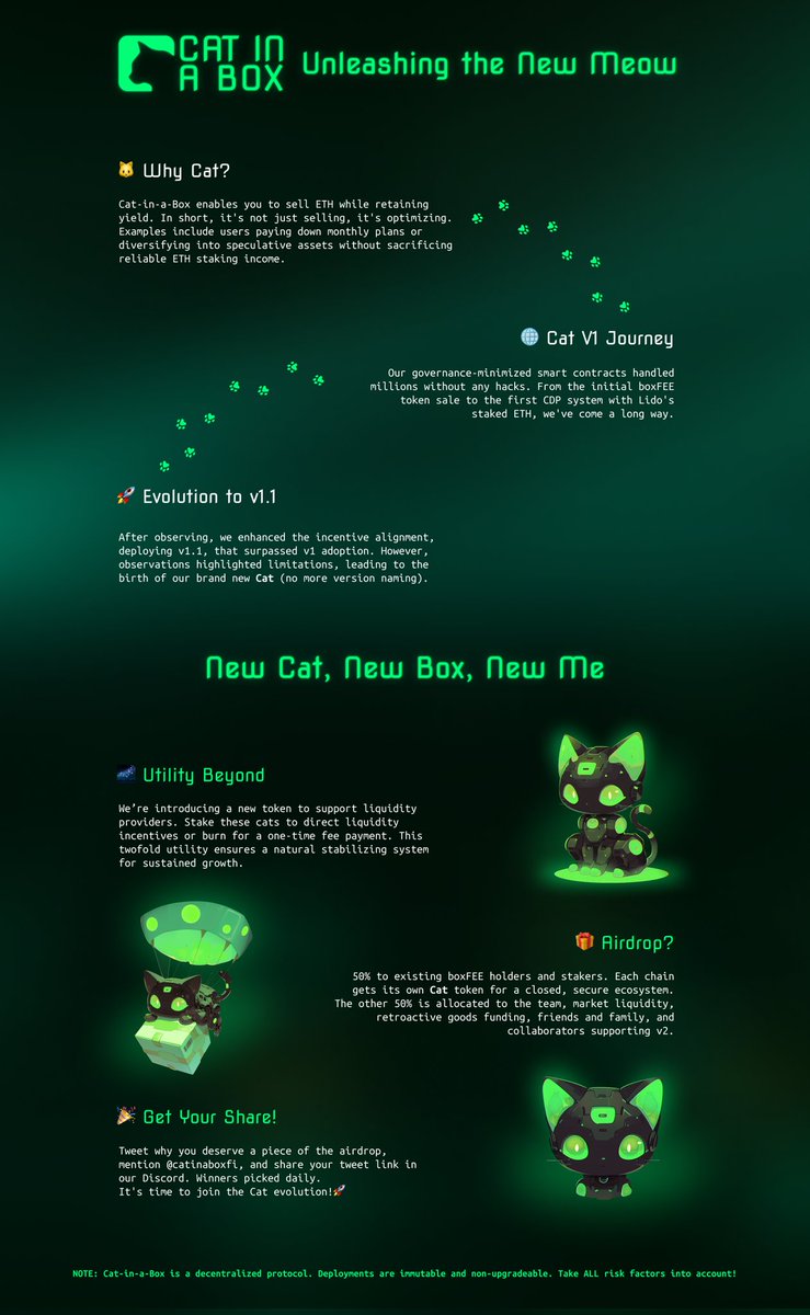 Cool to see projects that sensibly buidled throughout brutal bear survive to gain new eyes during bullish market momentum. <a href="/catinaboxfi/">Cat in a Box Finance</a> created a system that worked without hype, but impending introduction of a token and v2 could be just what it needs to catch DeFi degens 👍