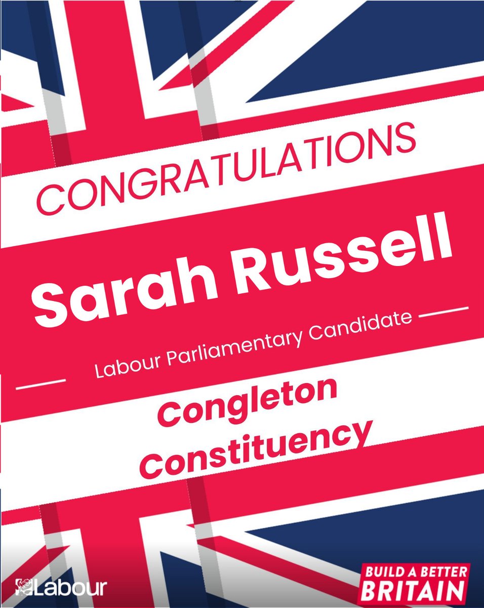I'm honoured, pleased and grateful to announce that I am the @congletonlab candidate for the general election.