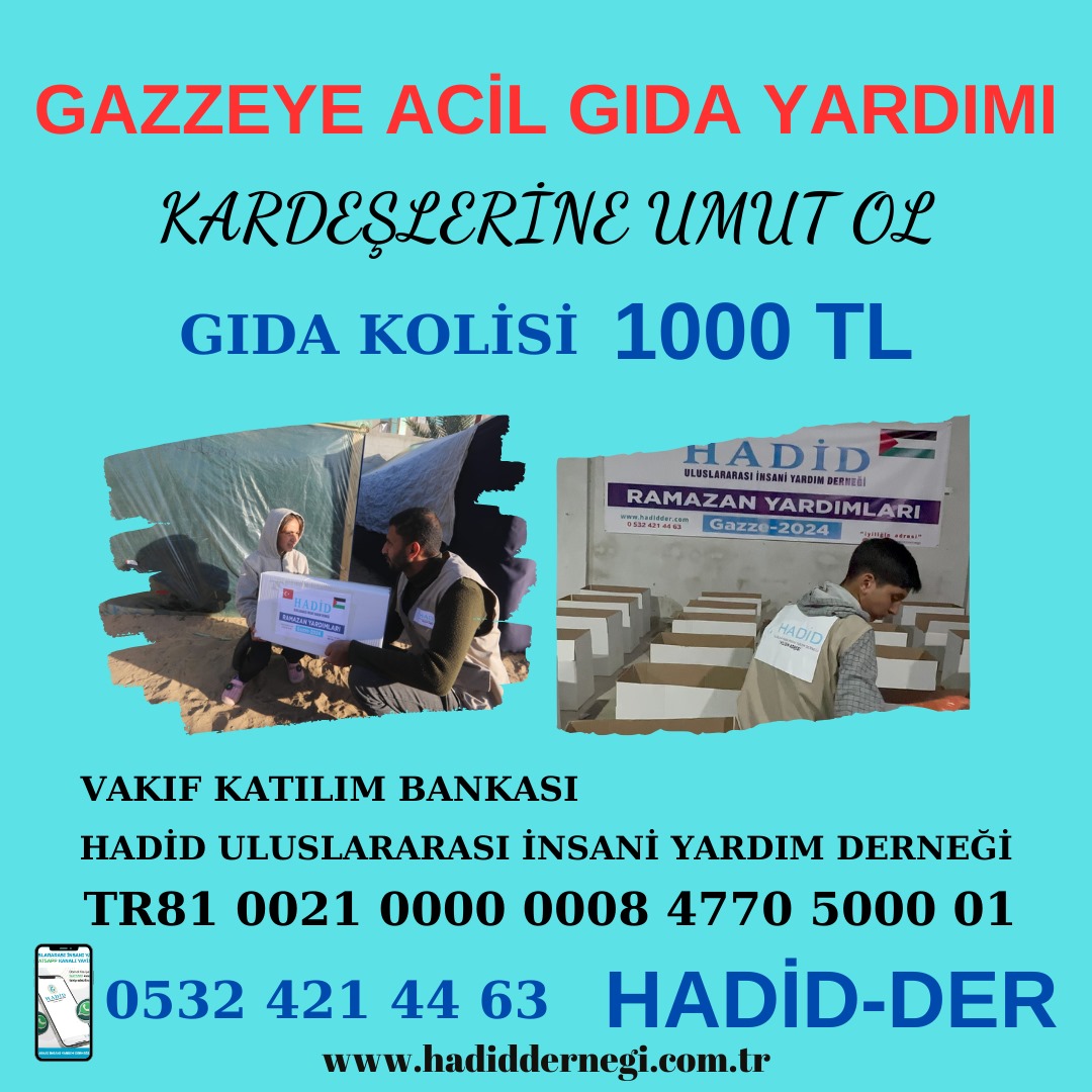 #mazlumaumutol #gıda paketi 1000tl 
#gazzeyesahipçık 
#Hadid #uluslararası #insani #yardım #derneği #watsap05324214463 
#fitre #zekat #sadaka #infak #hayır 
#iyilikbiriktir #iyilikseninle