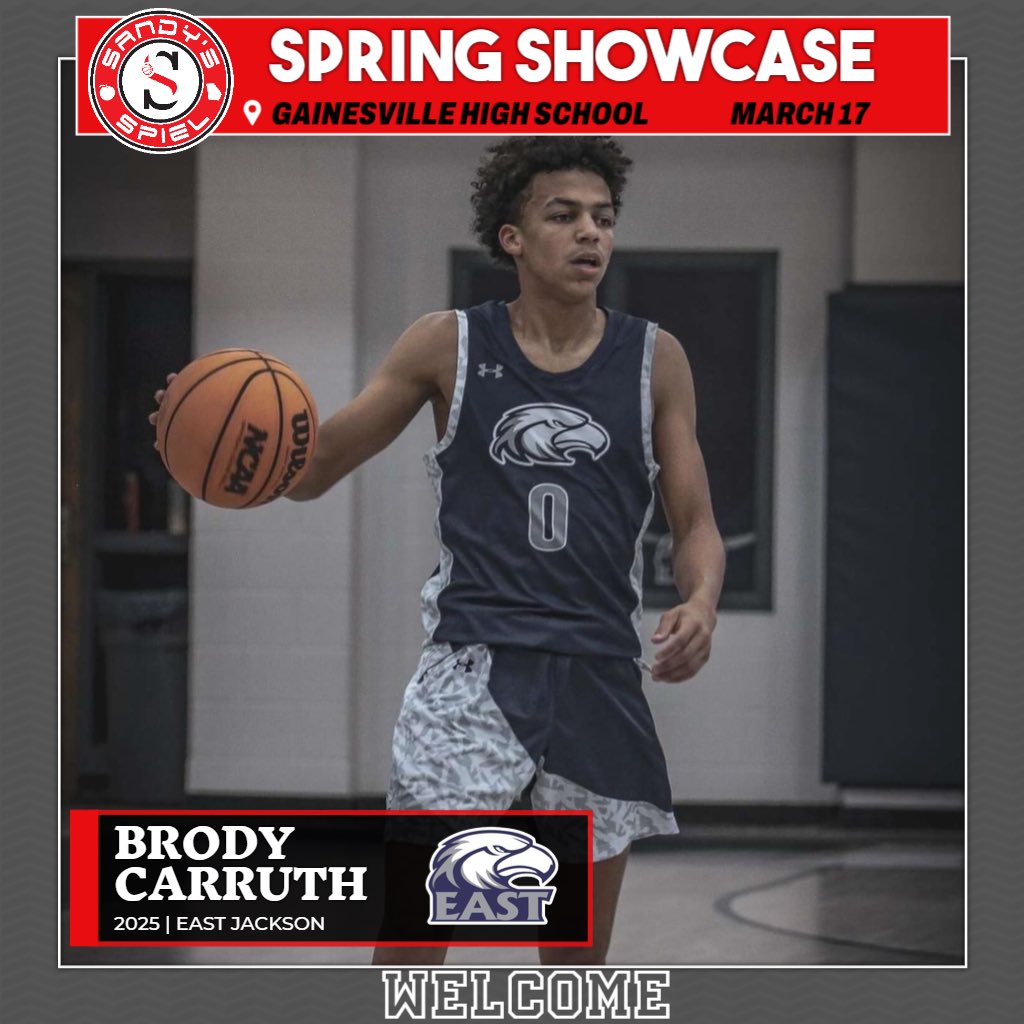 Sandy's Spiel (@sandysspiel) on Twitter photo Welcome 2025 6-0 G <a href="/BrodyCarruth/">Brody Carruth</a> (<a href="/EJMBB_Eagles/">East Jackson Mens Basketball</a>) to the #SandysSpielSpringShowcase! Welcome 2025 6-0 G <a href="/BrodyCarruth/">Brody Carruth</a> (<a href="/EJMBB_Eagles/">East Jackson Mens Basketball</a>) to the #SandysSpielSpringShowcase!