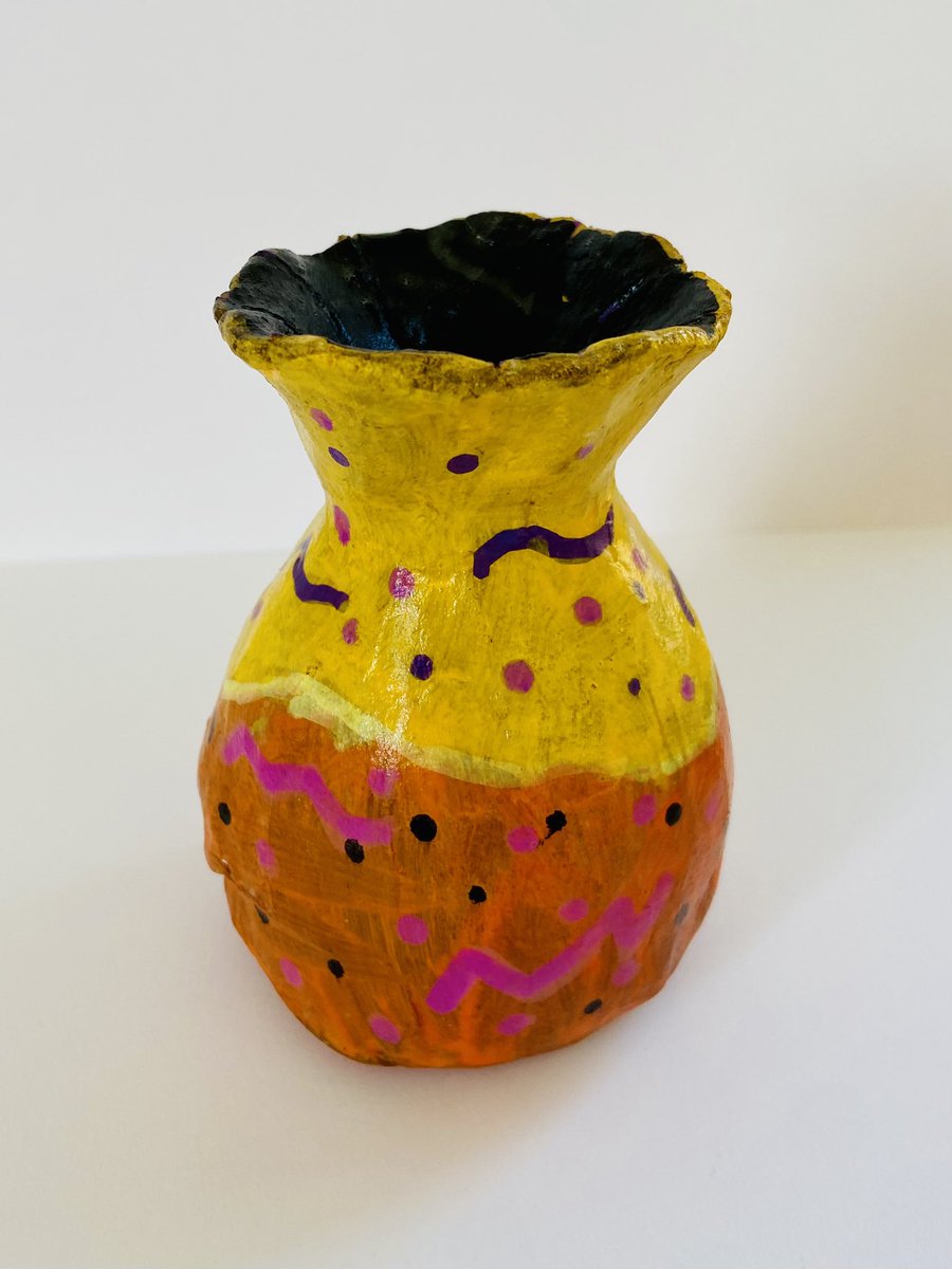 Clay vases. Sculpted, dried, fired, hand painted, and finally sent home with young artists today. #MESRocks #beautiful