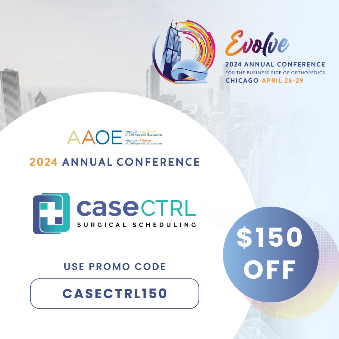 Explore the latest trends, best practices, and emerging technologies in the orthopedic world by attending the <a href="/AAOE_OrthoExec/">AAOE_OrthoExec</a> Conference! See you there.

✔️ Get $150 off when you register using code: CASECTRL150

#AAOE #orthopedics #surgery