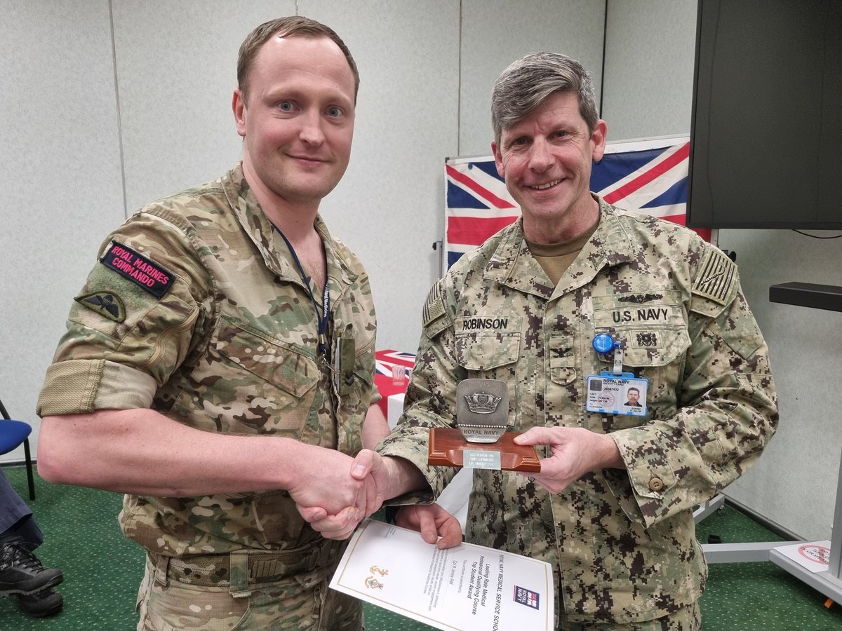Institute Of Naval Medicine (@inm_royalnavy) on Twitter photo Congratulations to the 22 LMAs/Cpls that have successfully completed Leading Rates (Medical) Professional Qualifying Course today.
Our VIP Capt Robinson USN presented the top student award. The award is sponsored by <a href="/RNRMC/">Royal Navy & Royal Marines Charity</a> and was presented to Cpl Ben Jones RM.
<a href="/CdreAHofman/">Commodore Alison Hofman</a> Congratulations to the 22 LMAs/Cpls that have successfully completed Leading Rates (Medical) Professional Qualifying Course today.
Our VIP Capt Robinson USN presented the top student award. The award is sponsored by <a href="/RNRMC/">Royal Navy & Royal Marines Charity</a> and was presented to Cpl Ben Jones RM.
<a href="/CdreAHofman/">Commodore Alison Hofman</a>