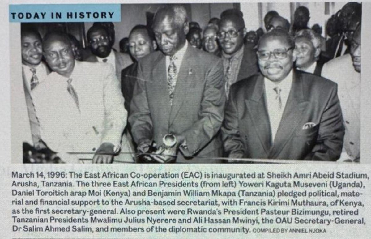 Reflecting on history, today as we gather in Zanzibar, it is remarkable that our meeting coincides with that of March 14, 1996 when Presidents Daniel Arap Moi, Yoweri Museveni and Benjamin Mkapa laid the foundation for East African Cooperation.