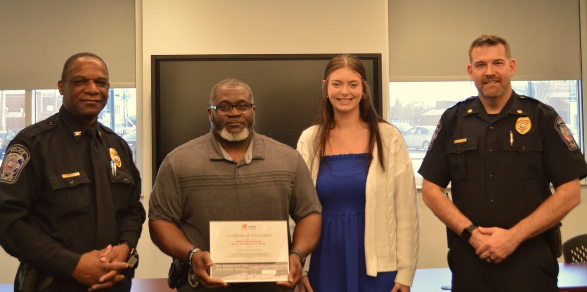 Congrats to Officer Jones on being recognized as <a href="/MADDNational/">MADD</a> March Officer of the Month!! His dedication to impaired driving enforcement and education is truly commendable! #hopewellpd #hopewellva #madd