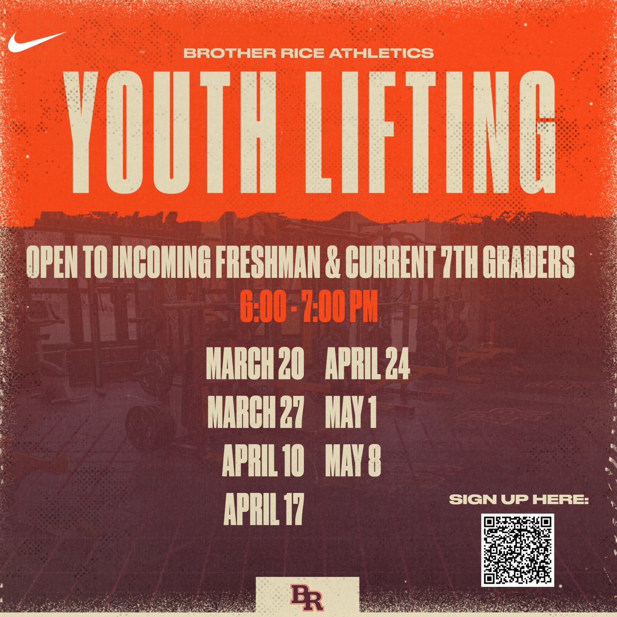 🚨 Youth Lifting Calendar is set! 🚨 📍: @BrotherRice #WeAreBR | #IronCrusader