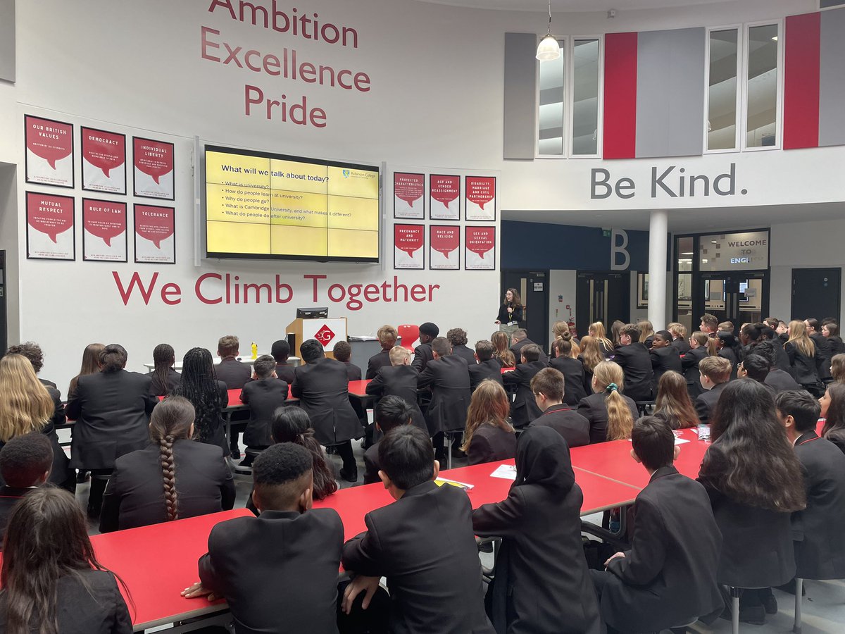 Every year we look forward to welcoming in visitors from University of Cambridge to speak to our Year 7s about what the peak of their mountain could be! A huge thank you to our visitors for inspiring the next generation of Cambridge Graduates once again! @GreenshawTrust