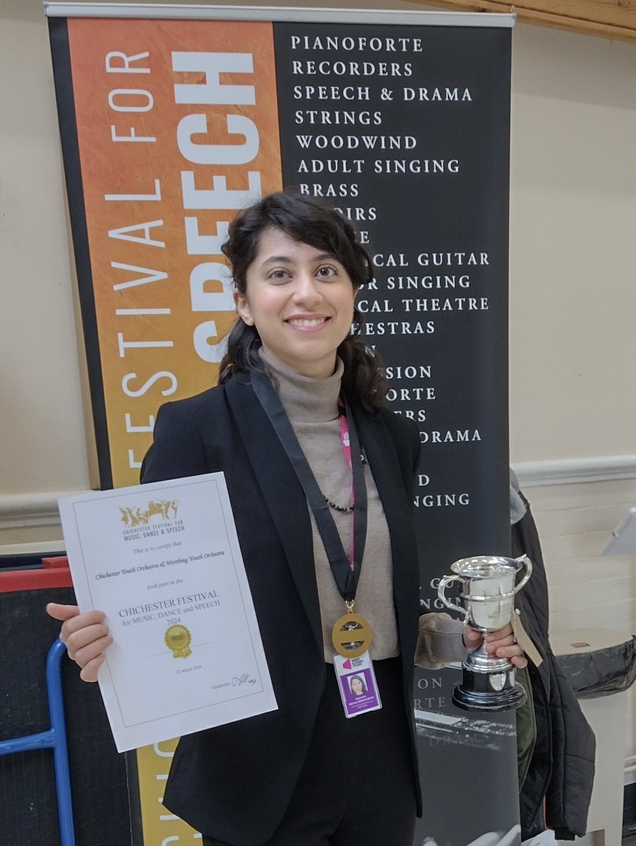 Four groups from West Sussex Music took part in the Chichester Festival for Music, Dance, and Speech, recently, showcasing their talent. 🎉 westsussexmusic.co.uk/2024/03/west-s… Pictured; Saba Safa, MD of Chichester and Worthing youth orchestra. #youthmusic #musicfestival #chichester