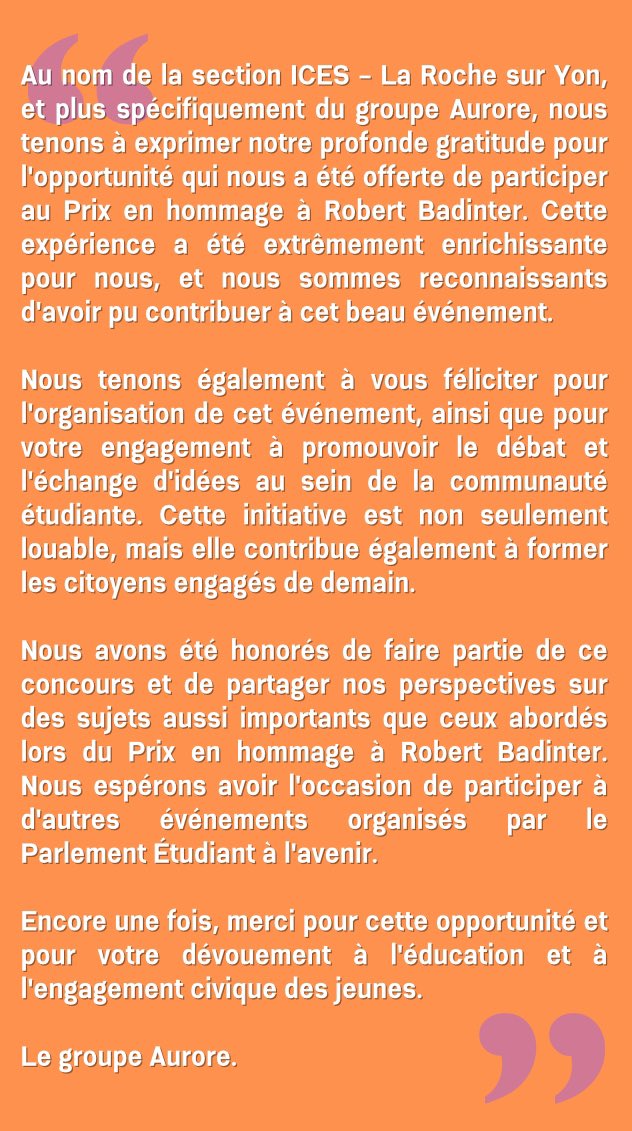 💜🙏🏽Merci !

Le groupe Aurore.

#PrixBadinterPE
<a href="/ParlementEtudia/">Le Parlement des Etudiants</a>