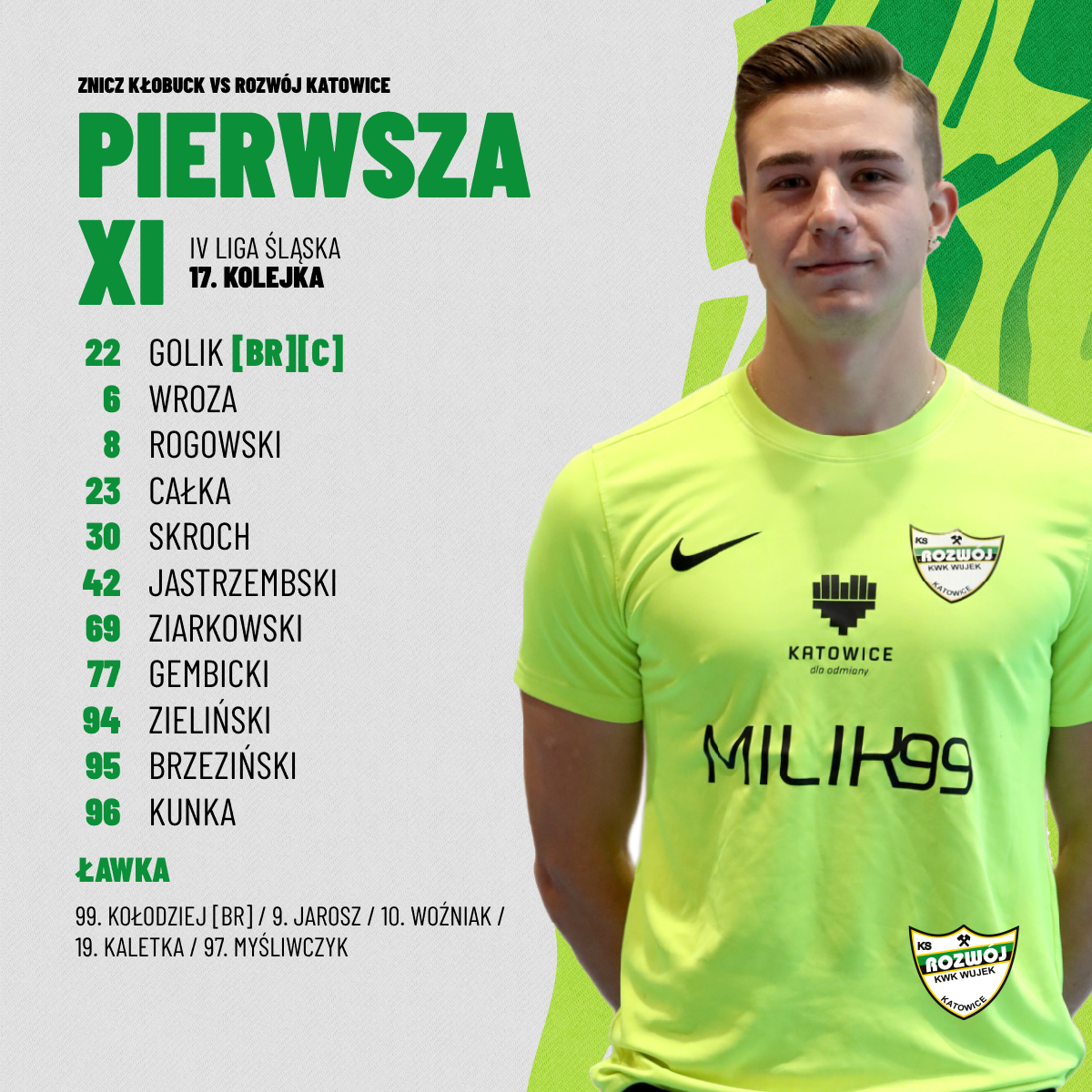 𝗝𝗘𝗗𝗘𝗡𝗔𝗦𝗧𝗞𝗔 na mecz w Kłobucku ⚽

Do boju Rozwój ❗✊