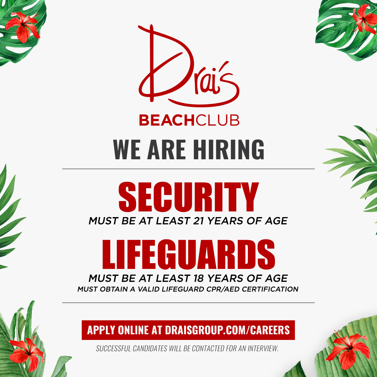 We are now hiring for security and lifeguards! Apply at draisgroup.com/careers ☀️🔥 #OnlyatDrais